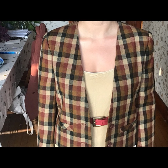 100% Wool Vintage Plaid Blazer - Size S - Picture 2 of 5